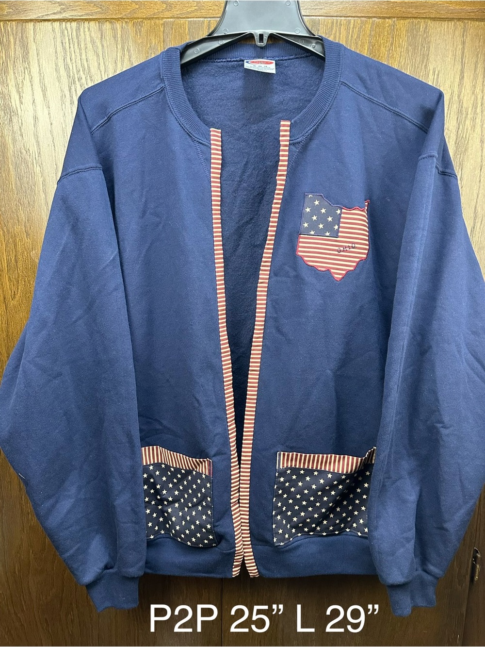 Jerzees Navy Kids' Jacket with Red & White Flag Accents